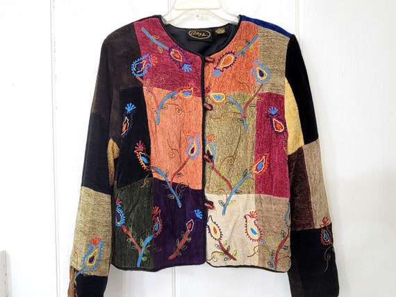 Alex Kin Art To Wear Embroidered Patchwork Chenil… - image 2