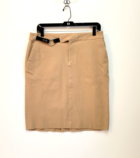 Chaps Tan Chino Skirt with Equestrian Style