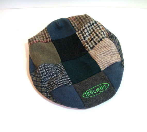 Irish Tweed Flat Cap Patchwork Wool - image 1