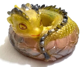 Dragon on Shimmering Rock Figurine | Fantasy Resin Dragon Statue | Mythical Creature Decor