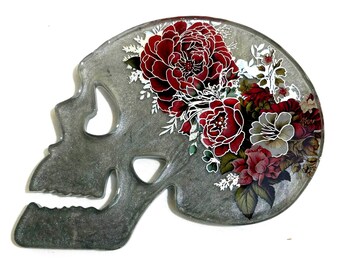 Gothic Skull and Roses Coaster Set – Goth Gift for Horror Fans - occult Decor