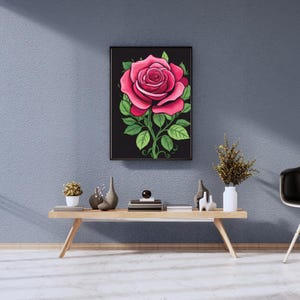 Impression de fleur délicate, art mural rose minimaliste, affiche botanique imprimable, décoration murale numérique
