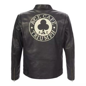Triumph Braddan Men&#39;s Ace Cafe Racer Jacket Real Racing Biker Leather Jacket Motorcycle Leather Jacket Genuine Cowhide Jacket Gift Triumph