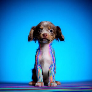 Arte de parede arco-íris de chihuahua • Retrato de animal de estimação colorido para impressão • Série Vida em Cores • Presente para amantes de cães • Download digital de animais