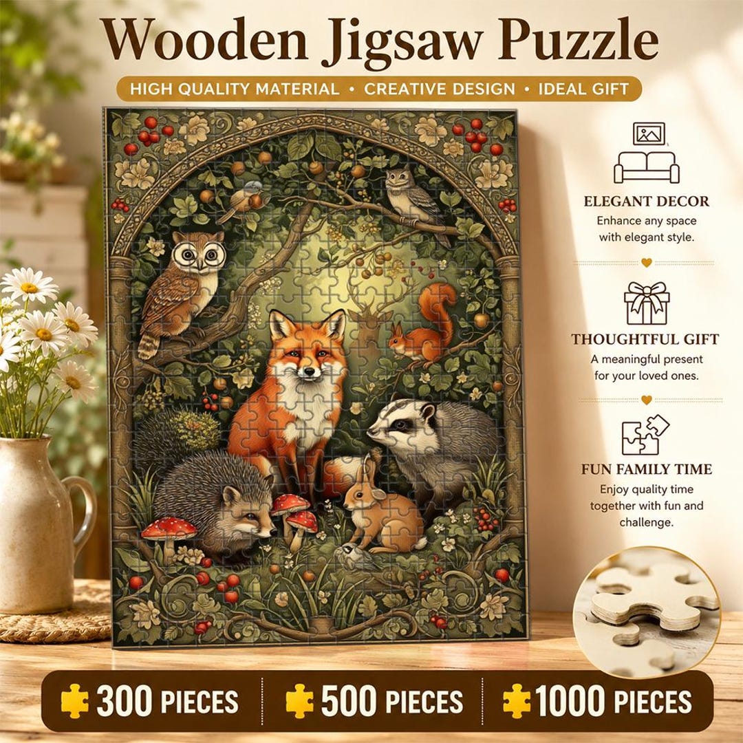Whimsical Forest Animals Assortment Jigsaw Puzzle (300/500/1000pcs ...