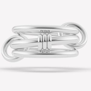 Multi Link Connected Ring 925 Sterling Silver Interlocking Link Ring 14K Gold Multi Link Two Tone Connected Ring, Chunky Gold Ring