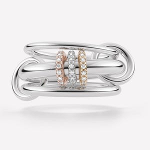 14K Gold Multi Link Connected Ring Chunky Gold Ring Set Eternity Statement Ring Bead Ring Interlocking Ring Statement Eternity Ring