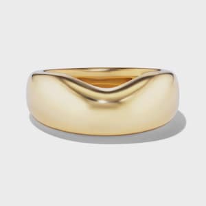 14k Solid Gold Chevron Ring U Shaped Stacker Minimalist Wide Band for Everyday Wear Perfect Anniversary Gift