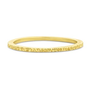 14K Hammered Gold Wedding Band Diamond Dusted Petite Stacker Ring for Men and Women Solid Gold Couples Band His and Hers Jewelry