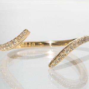 14K Round Diamond Cuff Ring Graduating Diamond Ring Gold Open Cuff Band Unique Diamond Statement Ring Diamond Promise Ring