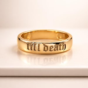 死ぬまで続く指輪 7mm プロミスバンド コミットメントリング お揃いの結婚指輪 忠誠の証 ギフト ゴシックウェディングリング パーソナライズされたカップルジュエリー