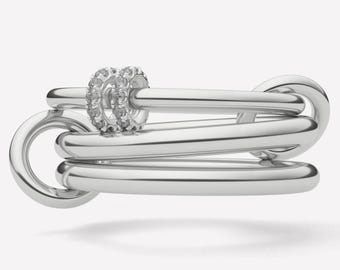 14K Gold Multi Link Connected Ring Moissanite Diamond Statement Ring