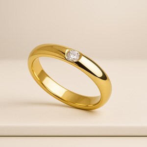 14K Gold Moissanite Diamond Wedding Band - Stackable Unisex Ring
