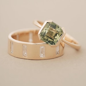 Baguette Diamond Wedding Band 14k Gold Diamond Ring Distance Diamond Ring Women&#39;s Wedding Ring Minimalist Ring Gift For Her