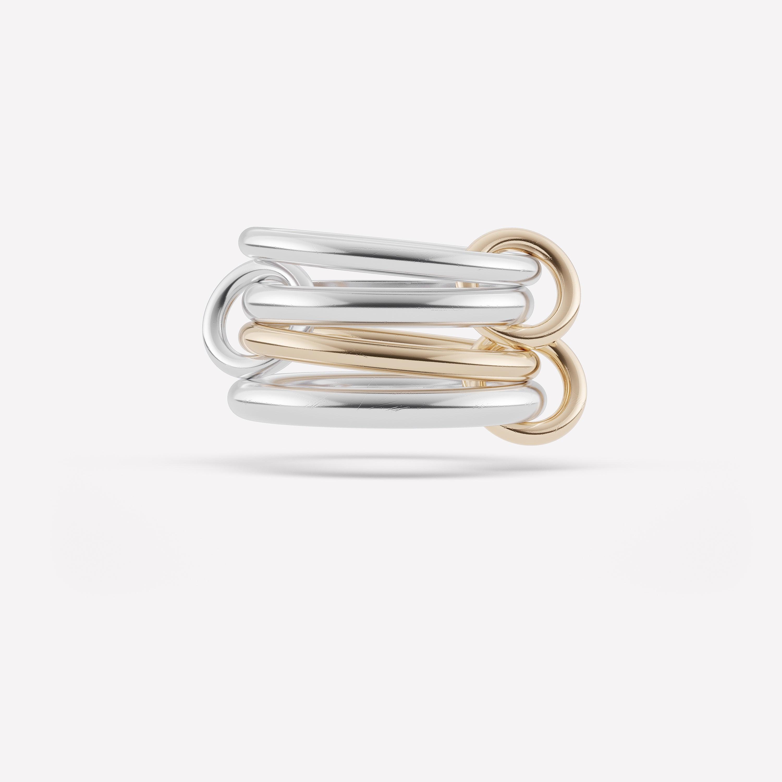 Interlocked Stackable Rings Two Tone Stacking Ring, Sterling Silver & Gold Filled Interlocking ...