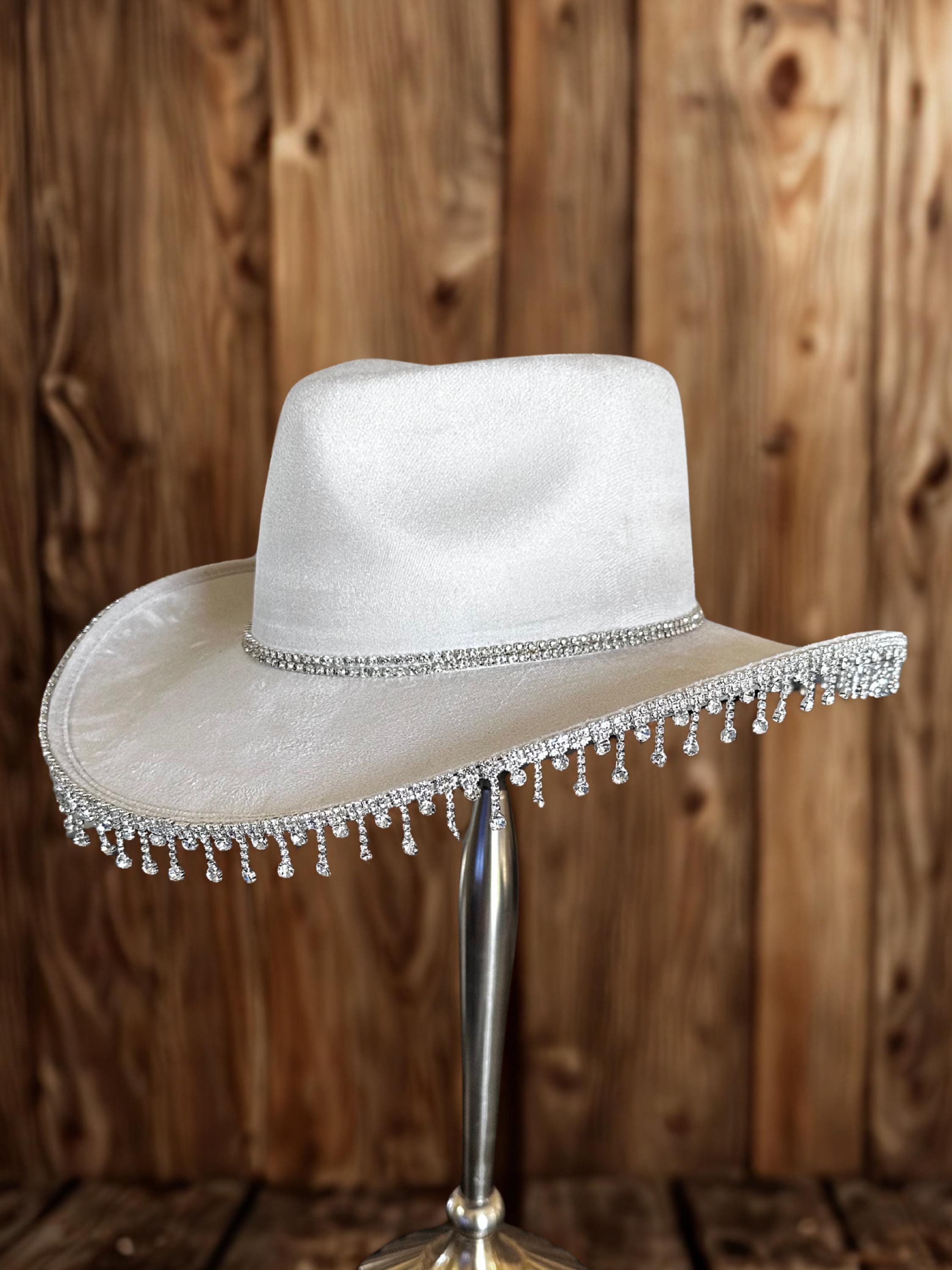1848 Western Cowboy Hat With Fringes White Bridal Cowgirl Hat Women Bridal White Caps Fringe Western White Cowboy Party  main image 3