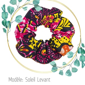 Wax scrunchie Soleil Levant - handmade cotton fabric France - Women&#39;s hair accessory - Original scrunchie - Craft gift - African wax