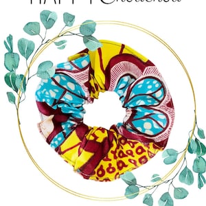 Scrunchie Wax Terre sauvage - handmade cotton fabric from France. Women&#39;s fashion accessory - Colorful elastic - African scrunchie - Unique gift