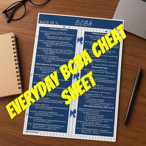 BCBA Everyday Cheat Sheet | Quick Reference Guide for New BCBAs, RBTs, ABA Therapists |  Printable PDF | Behavior Analyst Tool