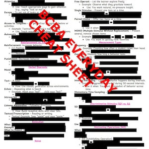 Pink BCBA Everyday Cheat Sheet | Quick Reference Guide for New BCBAs, RBTs, ABA Therapists |  Printable PDF | Behavior Analyst Tool