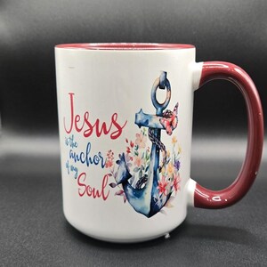 Jésus est l'ancre de mon âme » - Mug inspiré de la foi de 15 oz