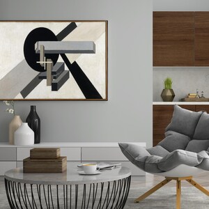 Constructivism Abstract Art Print, Suprematist Geometric , Monochrome Bauhaus Wall Decor, Black and Grey Minimalist Architectural Graphic