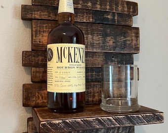 Whiskey Barrel Stave Shelf: Rustic Oak Spirits Display (13x17x6.75")