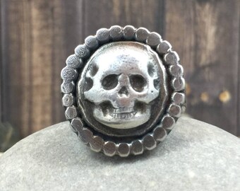 Silver skull ring, small skull silver ring, sugar skull ring, goth ring, sterling silver ring, handmade skull ring
