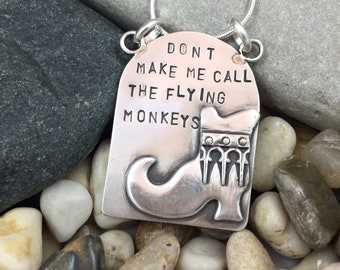 Flying monkeys pendant / witchy pendant / dont make me call the flying monkeys pendant / funny Halloween pendant /  witch shoe pendant