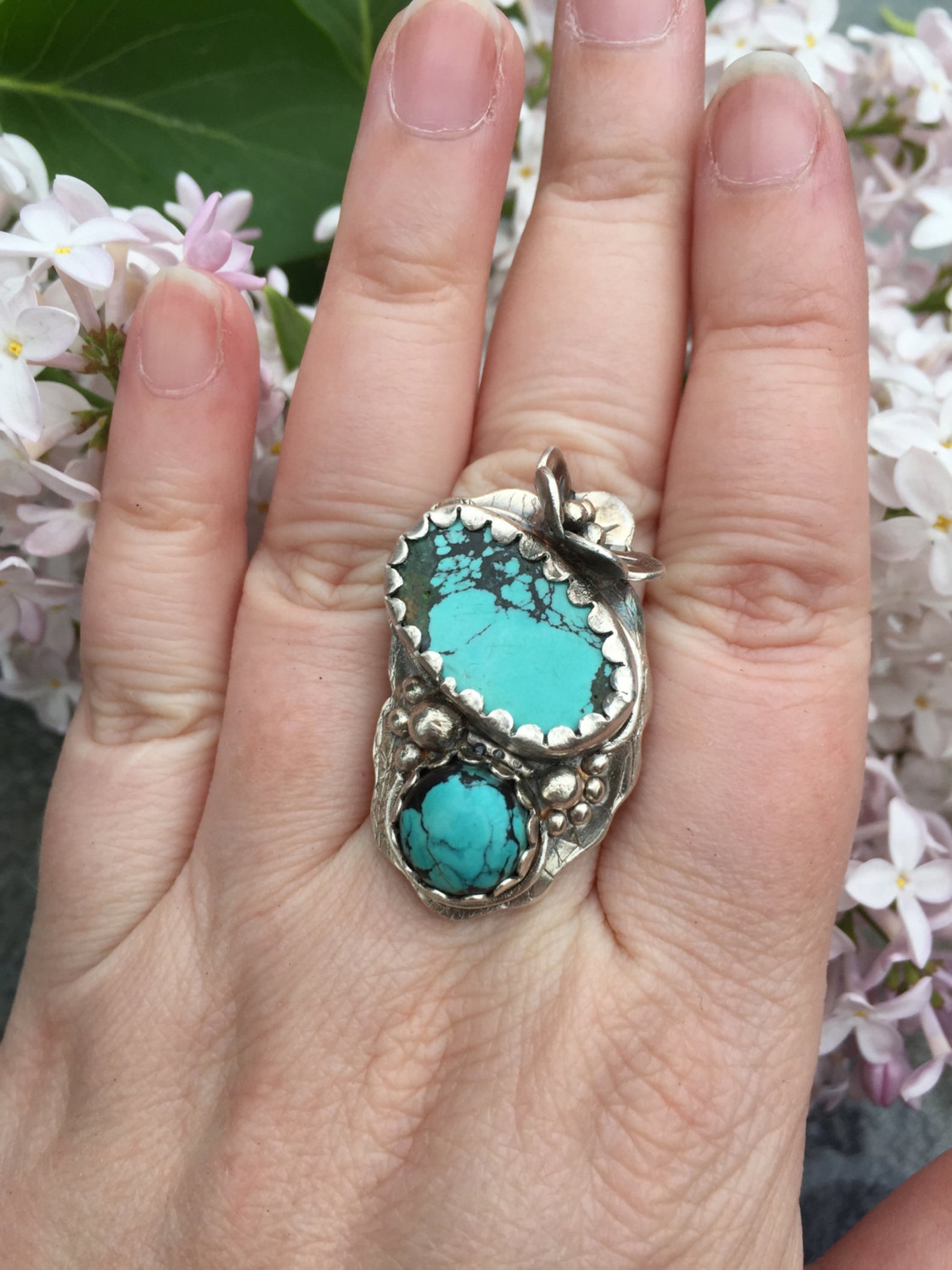 Boho Turquoise Ring Real Turquoise Ring Bohemian Ring Etsy