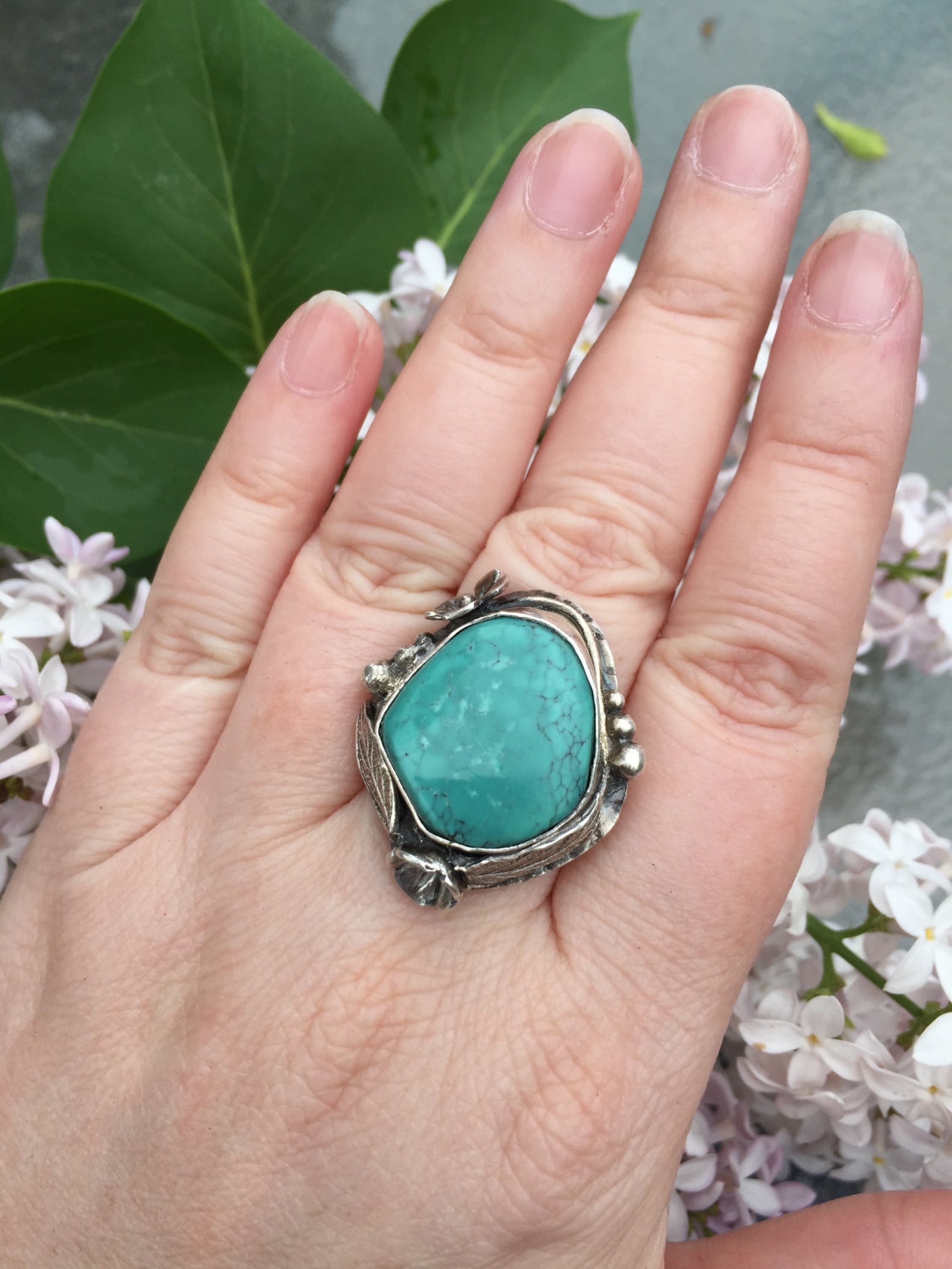 Boho Turquoise Ring, Real Turquoise Ring, Nature Jewelry, Gemstone Ring