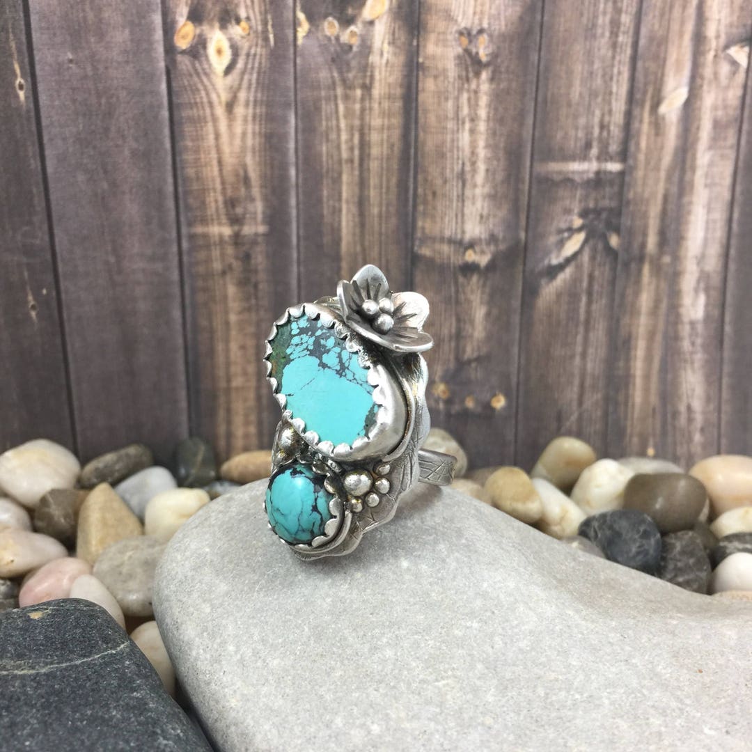 Boho Turquoise Ring Real Turquoise Ring Bohemian Ring Etsy
