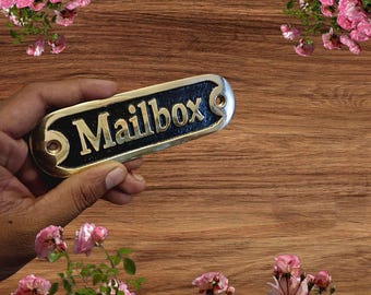 Cast Brass Mailbox Door Sign Or Wall Plaque 5" Screw Mount Rustic Victorian Decor