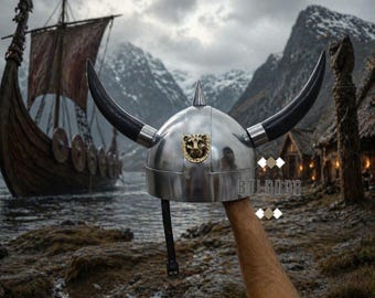 Steel Viking Horned Helmet – Norse Warrior LARP Armor Cosplay Replica