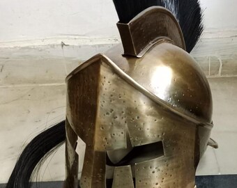 Medieval King Leonidas Spartan Helmet: Battle Damage, Mild Steel, Halloween Costume