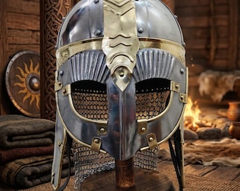 Handmade Steel Viking Helmet with Chainmail | Norman Armor Cosplay Costume