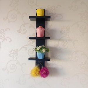 Minimalist Black Wooden Wall Shelf – Modern Floating Shelves for Entryway, Hallway or Living Room Decor.heinght=20.8 inc.width=8inc.dep=3.15