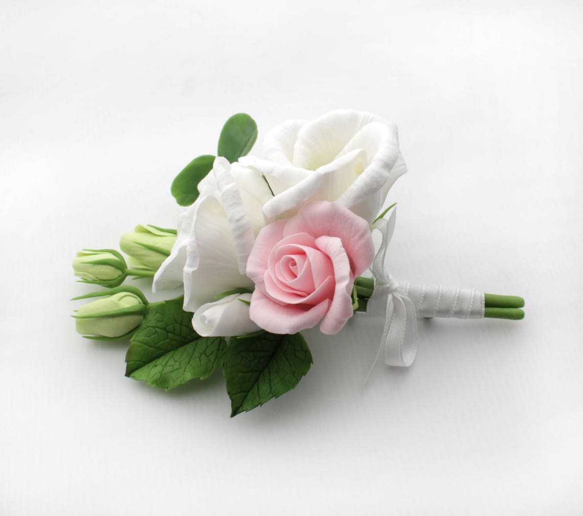 Buttonhole With a White Lisianthus and a Rose, Lisianthus Boutonniere
