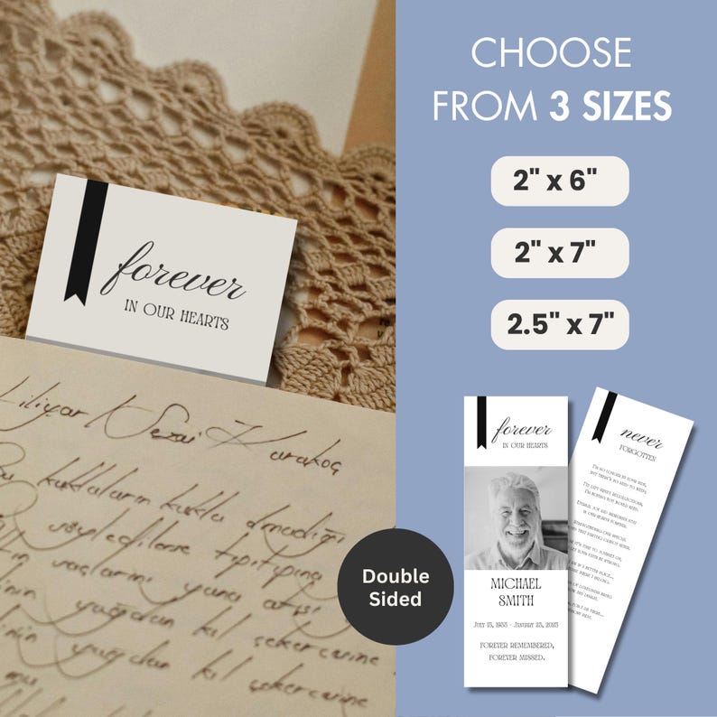 Printable Funeral Bookmark Template, Canva Funeral Bookmark Template ...