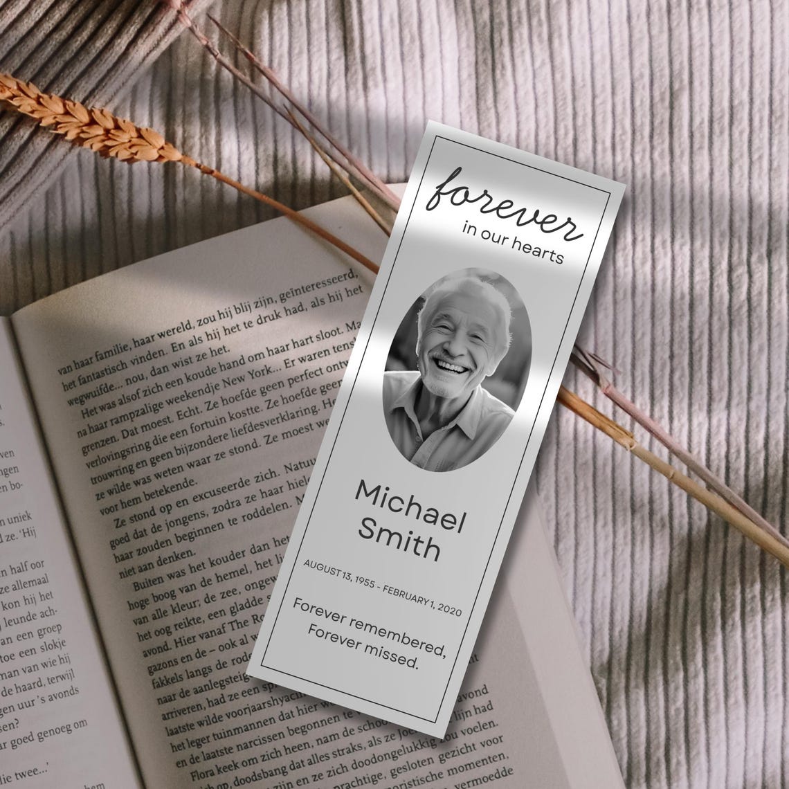 Funeral Printable Bookmark Template, Canva Memorial Bookmark Template ...