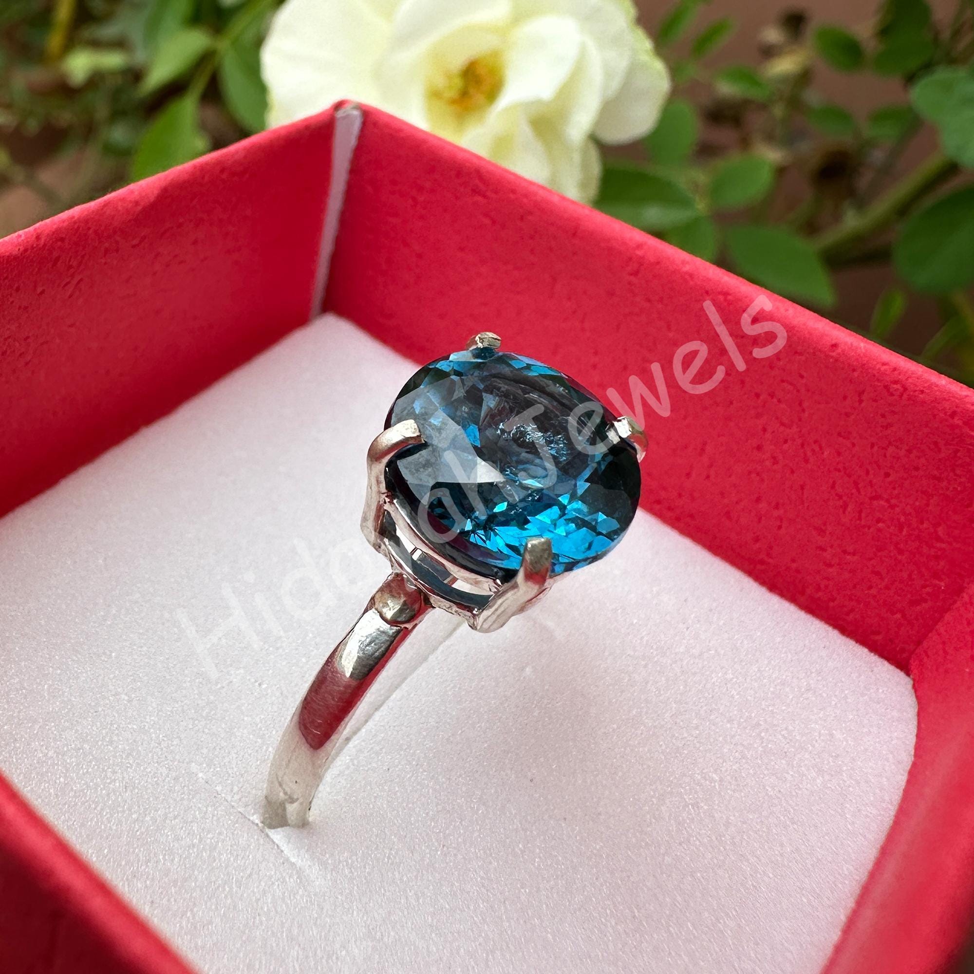 11mm天然ブルーインディコライトトルマリンリング - 職人手作り