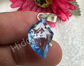 11.05 Ct Natural Aquamarine Silver Pendant – 925 Sterling Silver Fancy Cut Gemstone – Handmade Designer Jewelry – Gift for Her