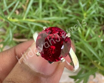 10 mm Natürlicher Roter Rubin Ring | Handgemachte Roter Edelstein Ring | Juli Geburtsstein Schmuck | Sterling Silber zierliche Ring Geschenk für sie