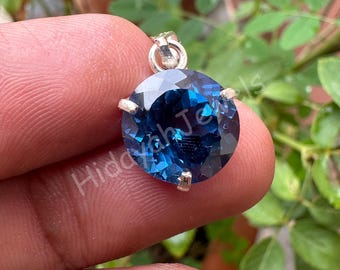 10 Ct Natural Aquamarine Silver Pendant – 925 Sterling Silver Round Cut Gemstone – Handmade Designer Jewelry – Gift for Her