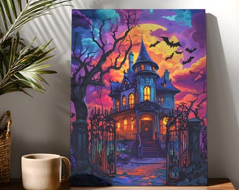 Haunted Mansion Paint by Numbers Kit, Haunted Mansion DIY Adult Craft, Halloween