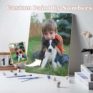 Personalisiertes Foto-Malen-nach-Zahlen-Set, Individuelles Malen-nach-Zahlen-Set, DIY-Malen-nach-Zahlen, Leinwandbild mit Foto, Geschenkidee für Familie, Haustiere, Hochzeit und Paar
