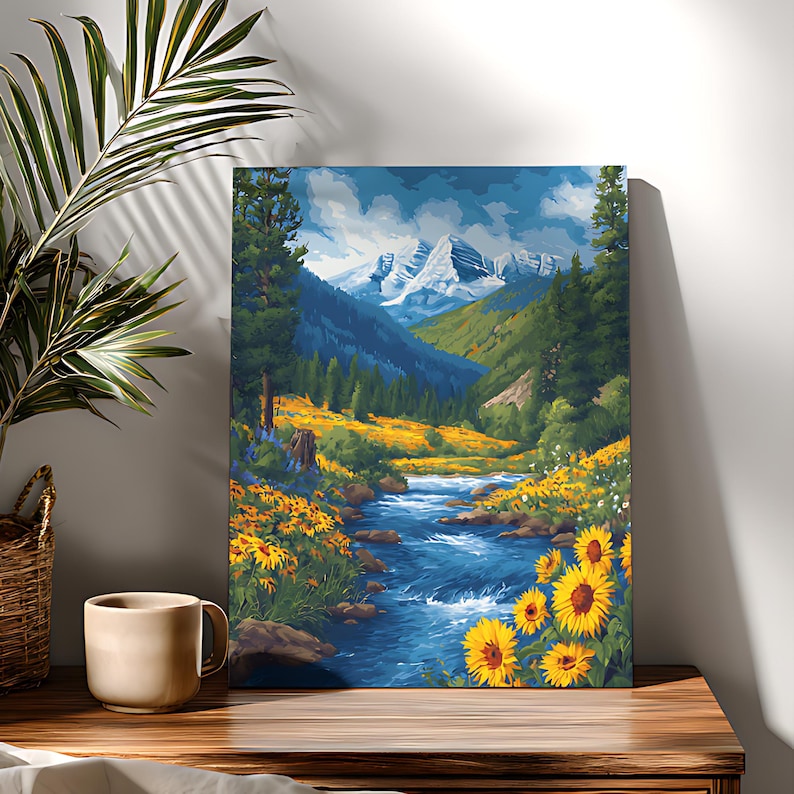 Kit de pintura por números "Valle de los Girasoles", pintura floral acrílica DIY sobre lienzo imagen 1