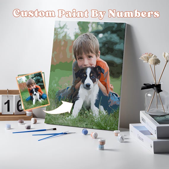 Personalized Photo Paint by Number Kit,Custom Paint By Number Kit,DIY Paint By Number,Canvas Wall Art Photo,Family Pet Wedding Couple Gift