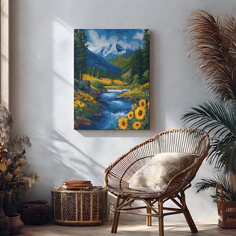 Kit de pintura por números "Valle de los Girasoles", pintura floral acrílica DIY sobre lienzo imagen 11
