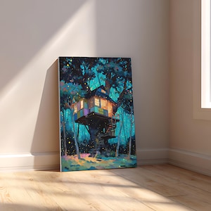 Firefly Tree House Paint By Numbers Kit: DIY Whimsical Acrylic Painting on Canvas image 2